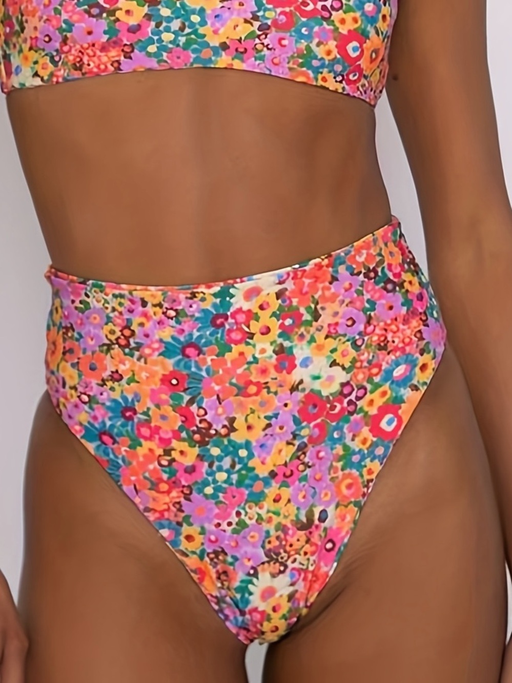 Skatie High-Waist Floral Print Bikini Set in Multi-Color